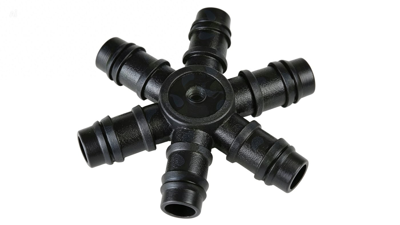 Conector estrella X6 pétalos para manguera difusora